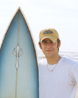Jordo with Keith Kmiec's Surf Board